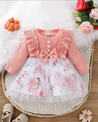 PAESANO ENTREPRISE Baby Girls Midi/Knee Length Party Dress(Pink, Full Sleeve)