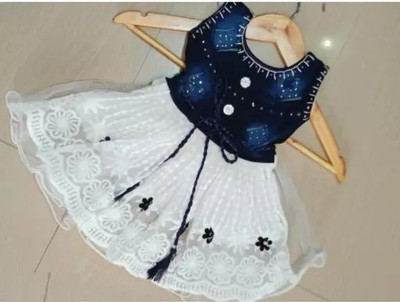 Raniomatic Baby Girls Above Knee Festive/Wedding Dress(Blue, Sleeveless)