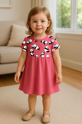Mimmy Kids Baby Girls Midi/Knee Length Casual Dress(Pink, Half Sleeve)