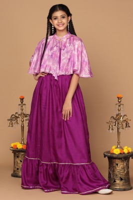 Mirrow Trade Girls Maxi/Full Length Festive/Wedding Dress(Purple, Half Sleeve)