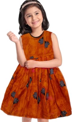 Sarah Baby Girls Below Knee Casual Dress(Brown, Sleeveless)