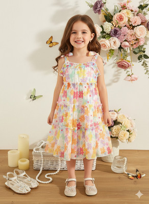 PURNKAMAAY TRENDZ Girls Maxi/Full Length Festive/Wedding Dress(Multicolor, Noodle strap)