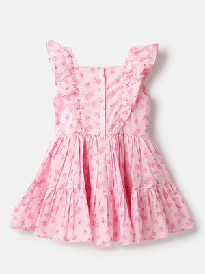United Colors of Benetton Girls Midi/Knee Length Casual Dress(Pink, Sleeveless)