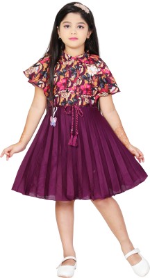 SK Rehan Garments Girls Below Knee Festive/Wedding Dress(Purple, Fashion Sleeve)