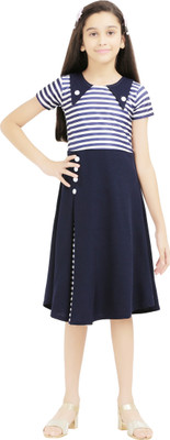 AD & AV Girls Midi/Knee Length Casual Dress(Multicolor, Short Sleeve)