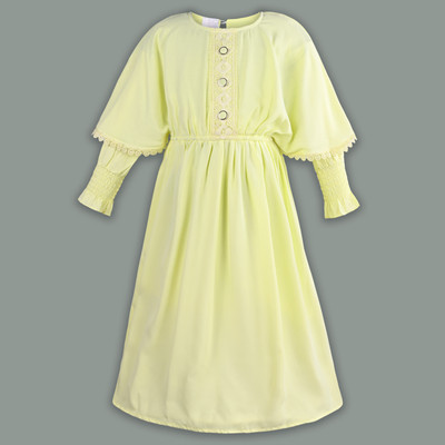 Silver Kraft Girls Midi/Knee Length Casual Dress(Yellow, Full Sleeve)