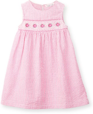 BEEBAY Indi Girls Midi/Knee Length Casual Dress(Pink, Sleeveless)