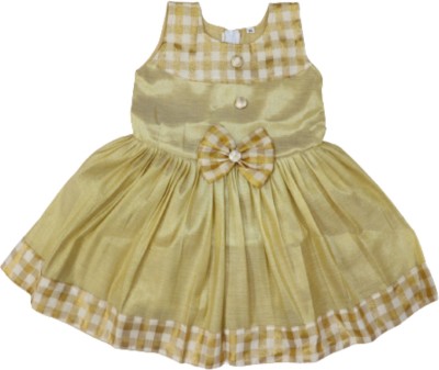 Fantasia Girls Midi/Knee Length Casual Dress(Gold, Sleeveless)