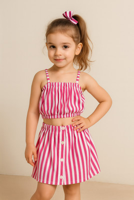 Varni Fashion Baby Girls Casual Top Skirt(Pink)