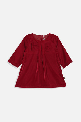Allen Solly Baby Girls Midi/Knee Length Casual Dress(Red, Full Sleeve)