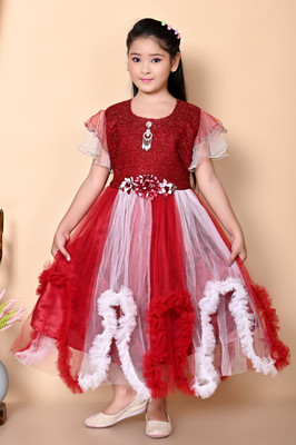 THE SKYLARK ENTERPRISE Girls Maxi/Full Length Party Dress(White, 3/4 Sleeve)