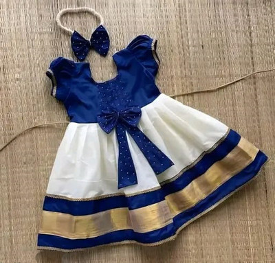 A Kasis Dresses Baby Girls Above Knee Festive/Wedding Dress(Blue, Short Sleeve)
