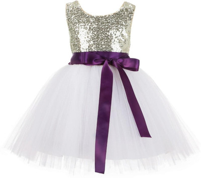 Wow princess Girls Midi/Knee Length Casual Dress(Multicolor, Sleeveless)