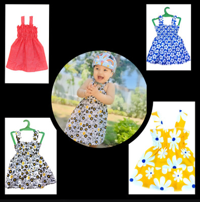 meticulous Baby Girls Midi/Knee Length Party Dress(Multicolor, Sleeveless)