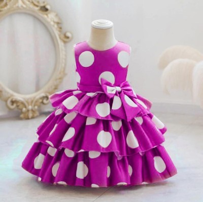 LIMTD Girls Midi/Knee Length Party Dress(Pink, Sleeveless)