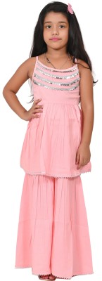 Gianna Baby Girls Maxi/Full Length Festive/Wedding Dress(Pink, Noodle strap)