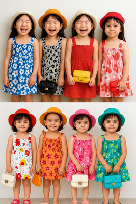 ARIF COLLECTION Baby Girls Mini/Short Casual Dress(Multicolor, Sleeveless)