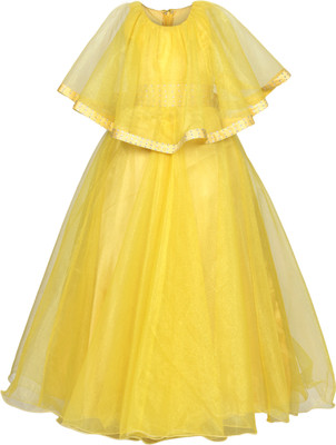 ETK Fashion Girls Maxi/Full Length Festive/Wedding Dress(Yellow, Sleeveless)