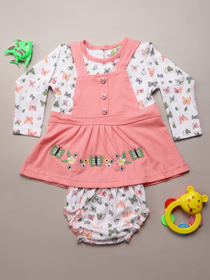 V-MART Baby Girls Above Knee Casual Dress(Orange, Full Sleeve)