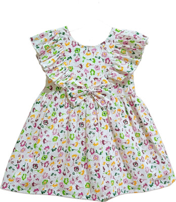 DeeVee Creations Baby Girls Midi/Knee Length Casual Dress(Pink, Short Sleeve)