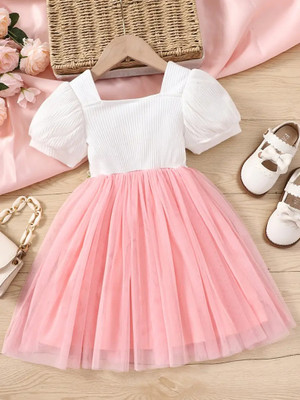 Jay Gopal Indi Girls Midi/Knee Length Casual Dress(Black, Short Sleeve)