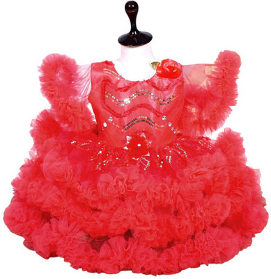 BRDRESS Girls Midi/Knee Length Casual Dress(Pink, Sleeveless)