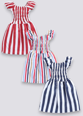 carrydreams Baby Girls Midi/Knee Length Casual Dress(Multicolor, Cap Sleeve)