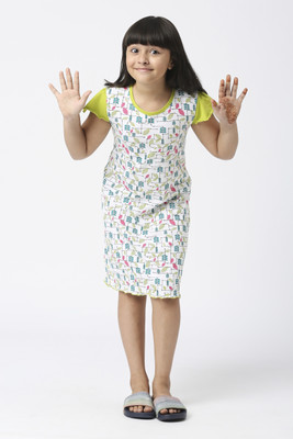 HouseOfCommon Girls Midi/Knee Length Casual Dress(Light Green, Short Sleeve)