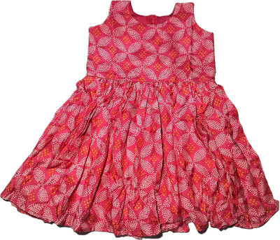 SSTG Indi Girls Midi/Knee Length Casual Dress(Pink, Sleeveless)