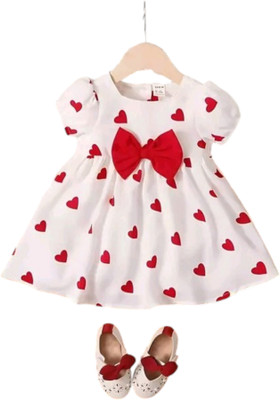 Elegant Attire Baby Girls Midi/Knee Length Casual Dress(White, Short Sleeve)