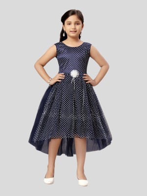 Aarika Girls Midi/Knee Length Party Dress(Dark Blue, Sleeveless)