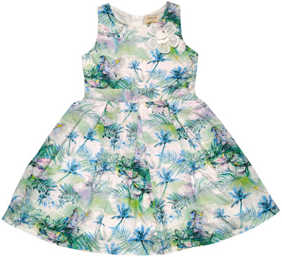 GINI & JONY Girls Midi/Knee Length Casual Dress(Green, Sleeveless)
