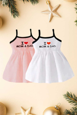 MCST Baby Girls Above Knee Casual Dress(Multicolor, Sleeveless)
