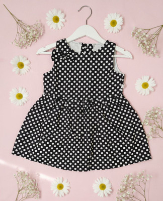 SnugCute Indi Baby Girls Midi/Knee Length Casual Dress(White, Black, Sleeveless)