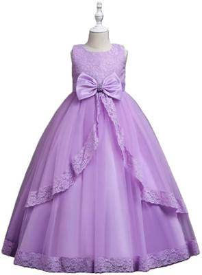 Reem Jheem Baby Girls Maxi/Full Length Festive/Wedding Dress(Purple, Sleeveless)