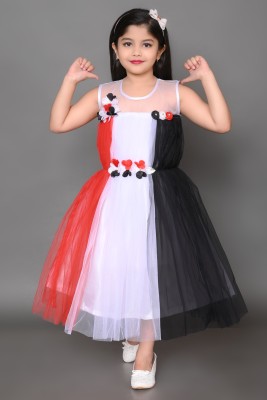 IKONIC FASHION Girls Maxi/Full Length Party Dress(Black, Sleeveless)