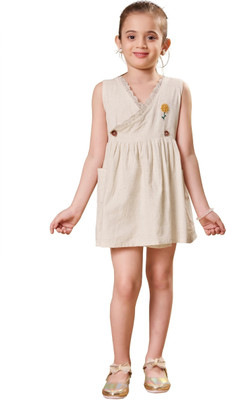 VAVA Creation Girls Midi/Knee Length Party Dress(Yellow, Sleeveless)