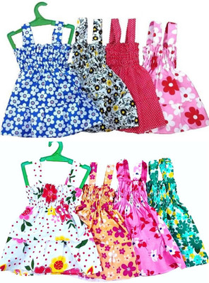 newday collection Indi Girls Midi/Knee Length Casual Dress(Multicolor, Sleeveless)
