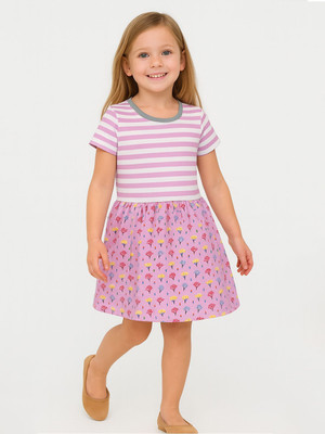 Here&Now X Game Begins Girls Above Knee Casual Dress(Purple, Short Sleeve)