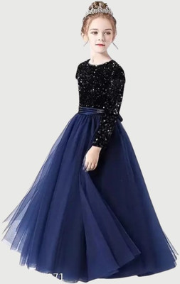 CASAD Girls Maxi/Full Length Party Dress(Blue, Full Sleeve)