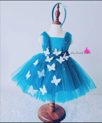 TINA DRESSES Baby Girls Midi/Knee Length Casual Dress(Blue, Sleeveless)