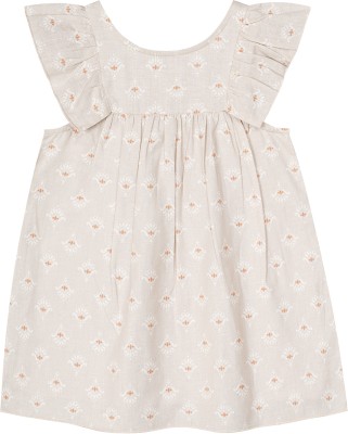 BUDDING BEES Baby Girls Midi/Knee Length Casual Dress(Beige, Sleeveless)