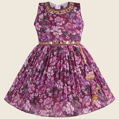 Silver Kraft Baby Girls Midi/Knee Length Party Dress(Multicolor, Sleeveless)