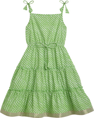 Cub McPaws Girls Below Knee Festive/Wedding Dress(Green, Sleeveless)