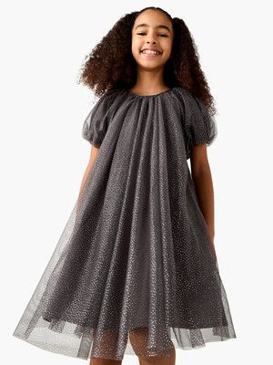 JUNIORS by Babyshop Girls Midi/Knee Length Casual Dress(Grey, Half Sleeve)