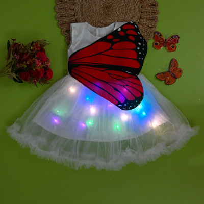 AsSahanaraDresses Baby Girls Below Knee Festive/Wedding Dress(White, Sleeveless)