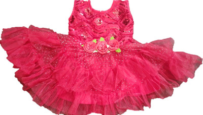 Arunaa Creation Baby Girls Midi/Knee Length Party Dress(Red, Sleeveless)