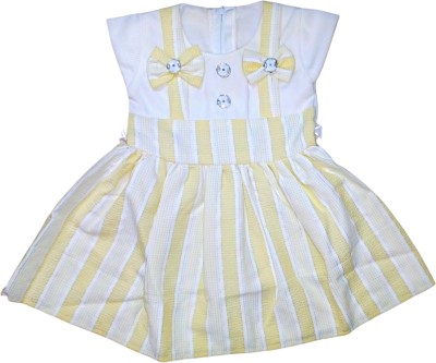 Imperial AttirE Indi Baby Girls Midi/Knee Length Casual Dress(Yellow, Short Sleeve)