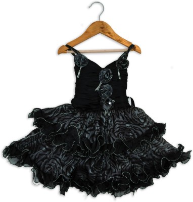 KIDS PARYANIS Baby Girls Midi/Knee Length Casual Dress(Black, Sleeveless)