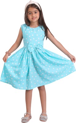 TishuMishu Indi Girls Below Knee Casual Dress(Light Blue, Sleeveless)